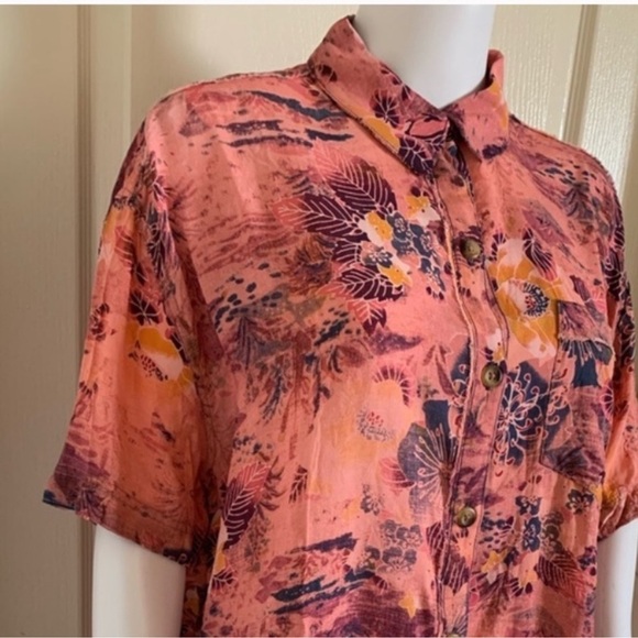 Free People Coral Combo Share Good Vibes Print Women's Shirt - Picture 5 of 7